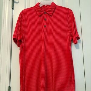 PGA Tour Orange/Red Golf Striped Polo Shirt